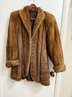 Macy's Chestnut Brown Mink Fur Trench Coat